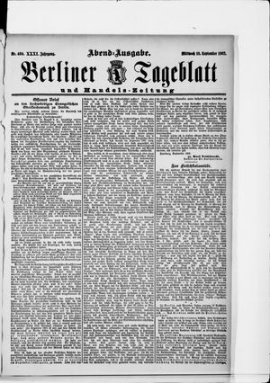 Berliner Tageblatt und Handels-Zeitung vom 10.09.1902