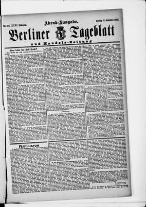 Berliner Tageblatt und Handels-Zeitung on Sep 12, 1902