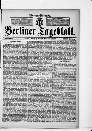 Berliner Tageblatt und Handels-Zeitung vom 16.09.1902