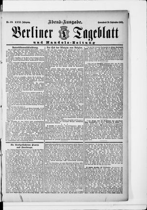 Berliner Tageblatt und Handels-Zeitung vom 20.09.1902