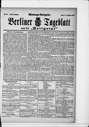 Berliner Tageblatt und Handels-Zeitung on Sep 22, 1902