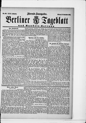 Berliner Tageblatt und Handels-Zeitung on Sep 22, 1902