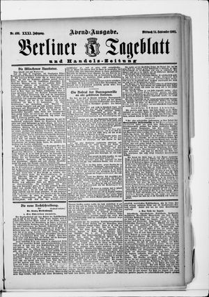 Berliner Tageblatt und Handels-Zeitung vom 24.09.1902