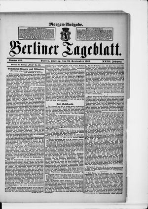 Berliner Tageblatt und Handels-Zeitung on Sep 26, 1902