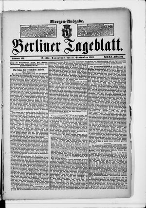 Berliner Tageblatt und Handels-Zeitung vom 27.09.1902