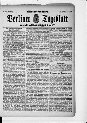 Berliner Tageblatt und Handels-Zeitung vom 29.09.1902