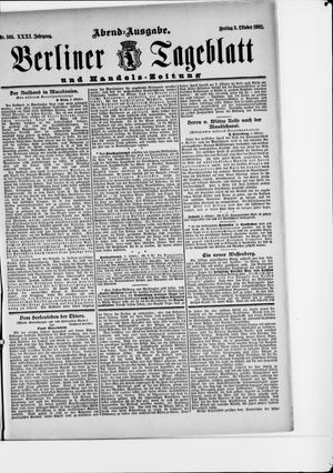 Berliner Tageblatt und Handels-Zeitung vom 03.10.1902
