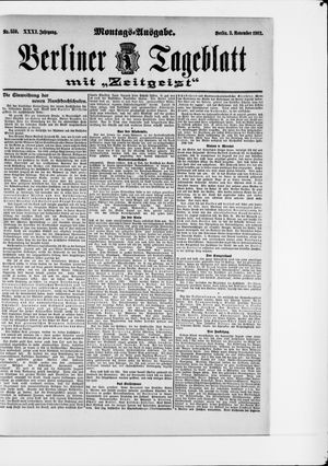 Berliner Tageblatt und Handels-Zeitung on Nov 3, 1902