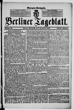 Berliner Tageblatt und Handels-Zeitung on Dec 3, 1902