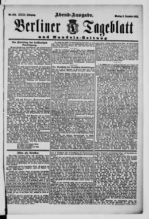 Berliner Tageblatt und Handels-Zeitung on Dec 8, 1902