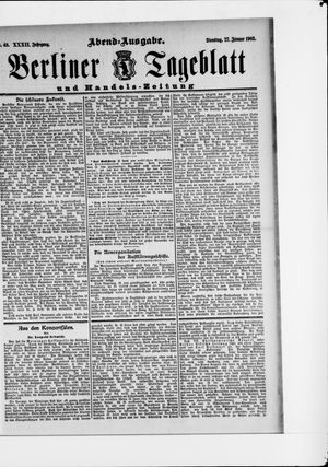 Berliner Tageblatt und Handels-Zeitung vom 27.01.1903