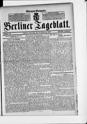 Berliner Tageblatt und Handels-Zeitung vom 13.02.1903
