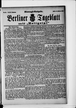 Berliner Tageblatt und Handels-Zeitung vom 16.02.1903