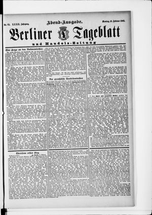 Berliner Tageblatt und Handels-Zeitung vom 16.02.1903