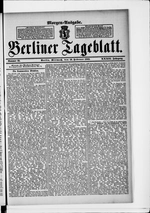 Berliner Tageblatt und Handels-Zeitung vom 18.02.1903