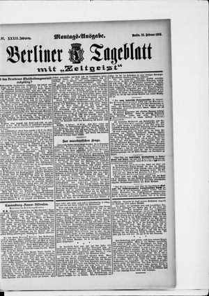 Berliner Tageblatt und Handels-Zeitung on Feb 23, 1903