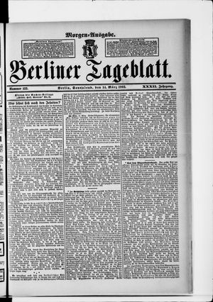 Berliner Tageblatt und Handels-Zeitung vom 14.03.1903