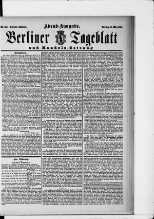 Berliner Tageblatt und Handels-Zeitung vom 17.03.1903