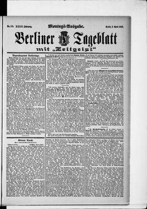 Berliner Tageblatt und Handels-Zeitung on Apr 6, 1903