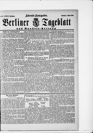 Berliner Tageblatt und Handels-Zeitung vom 07.04.1903