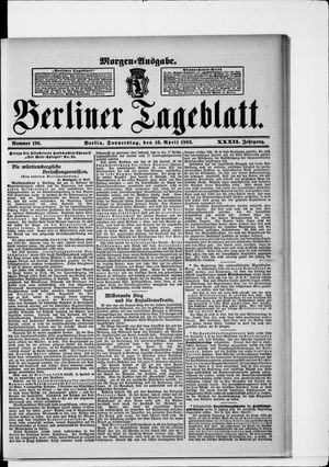 Berliner Tageblatt und Handels-Zeitung on Apr 16, 1903