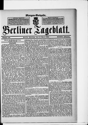 Berliner Tageblatt und Handels-Zeitung on Apr 17, 1903