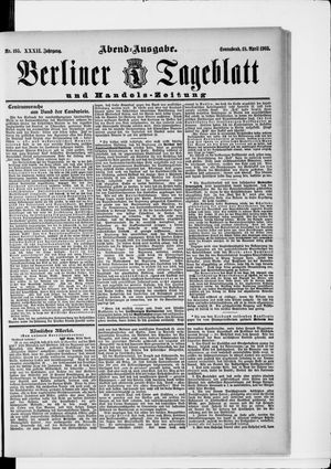 Berliner Tageblatt und Handels-Zeitung vom 18.04.1903