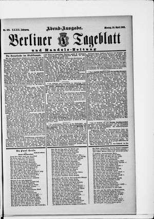 Berliner Tageblatt und Handels-Zeitung vom 20.04.1903