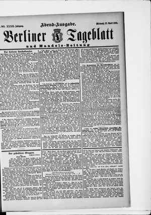 Berliner Tageblatt und Handels-Zeitung vom 22.04.1903