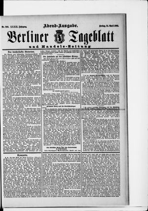 Berliner Tageblatt und Handels-Zeitung vom 24.04.1903