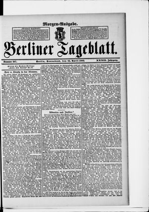 Berliner Tageblatt und Handels-Zeitung vom 25.04.1903