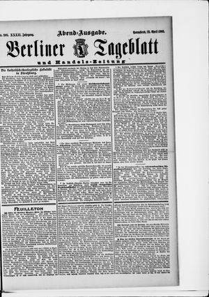 Berliner Tageblatt und Handels-Zeitung vom 25.04.1903