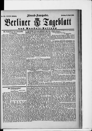 Berliner Tageblatt und Handels-Zeitung on Apr 28, 1903