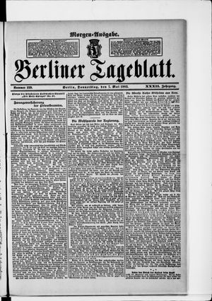 Berliner Tageblatt und Handels-Zeitung vom 07.05.1903