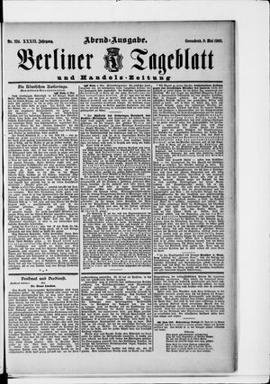 Berliner Tageblatt und Handels-Zeitung vom 09.05.1903