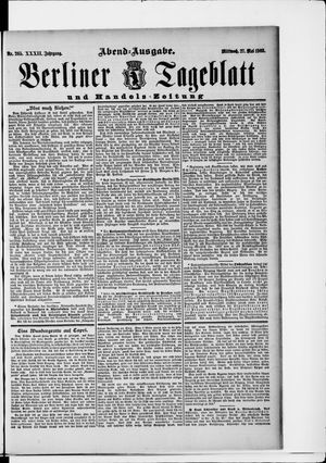 Berliner Tageblatt und Handels-Zeitung vom 27.05.1903
