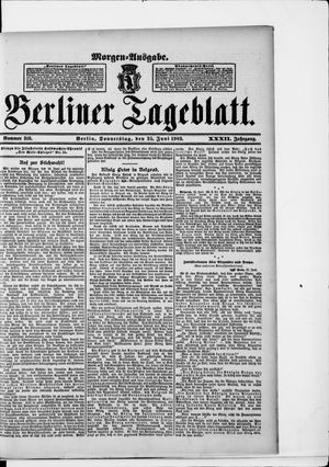 Berliner Tageblatt und Handels-Zeitung vom 25.06.1903