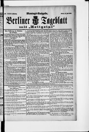 Berliner Tageblatt und Handels-Zeitung on Jul 13, 1903