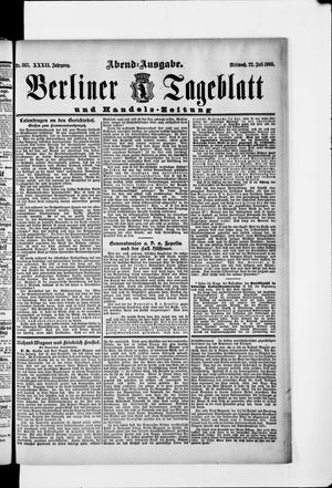 Berliner Tageblatt und Handels-Zeitung vom 22.07.1903