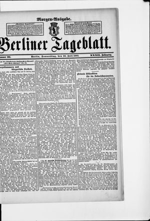 Berliner Tageblatt und Handels-Zeitung on Jul 30, 1903