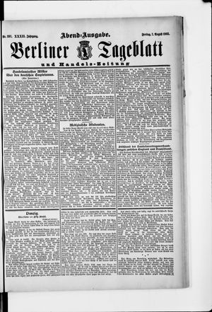 Berliner Tageblatt und Handels-Zeitung on Aug 7, 1903