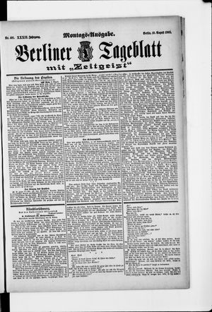Berliner Tageblatt und Handels-Zeitung vom 10.08.1903
