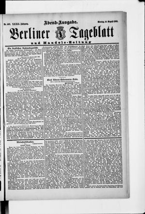 Berliner Tageblatt und Handels-Zeitung vom 10.08.1903