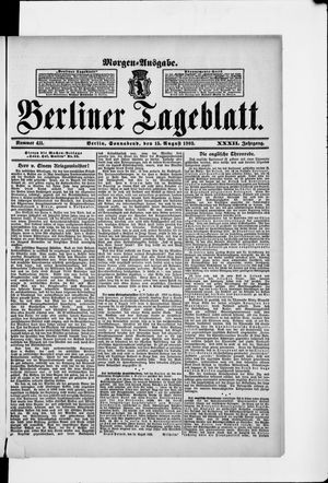 Berliner Tageblatt und Handels-Zeitung on Aug 15, 1903