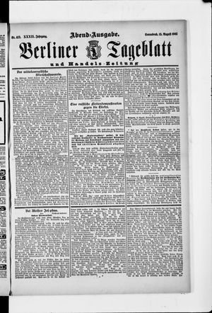 Berliner Tageblatt und Handels-Zeitung on Aug 15, 1903