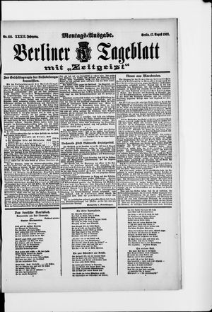 Berliner Tageblatt und Handels-Zeitung vom 17.08.1903