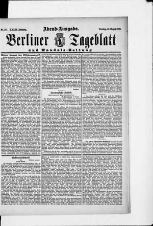 Berliner Tageblatt und Handels-Zeitung vom 18.08.1903