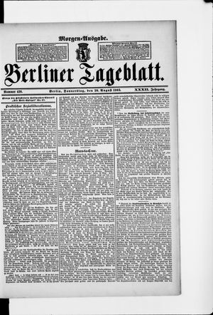 Berliner Tageblatt und Handels-Zeitung vom 20.08.1903