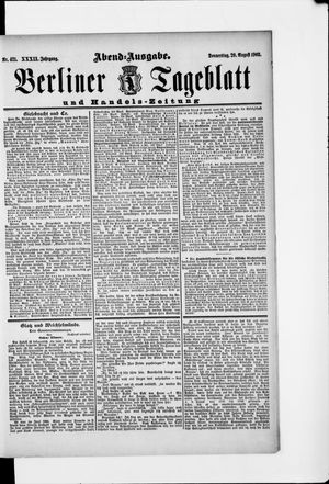 Berliner Tageblatt und Handels-Zeitung vom 20.08.1903
