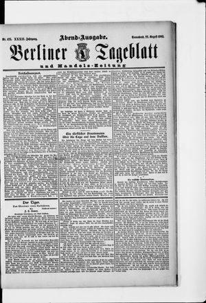 Berliner Tageblatt und Handels-Zeitung vom 22.08.1903